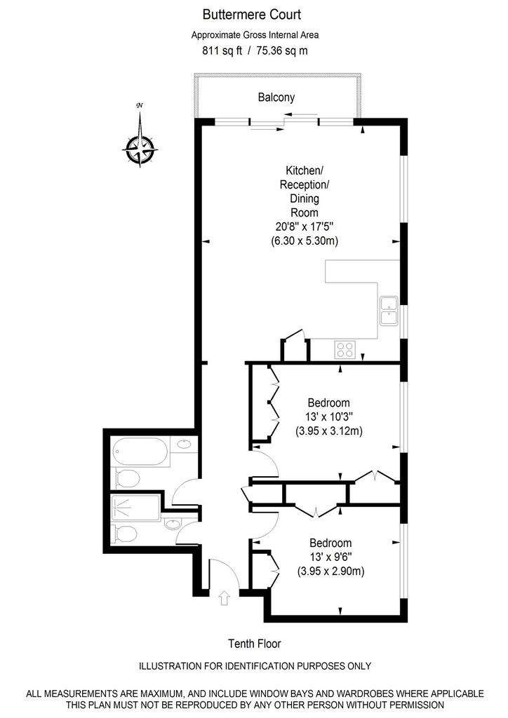 2 bedroom flat to rent - floorplan