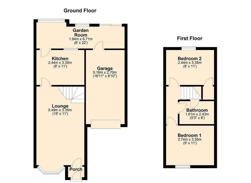 2 bedroom semi-detached house for sale - floorplan