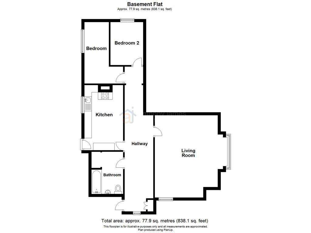 2 bedroom ground floor flat to rent - floorplan