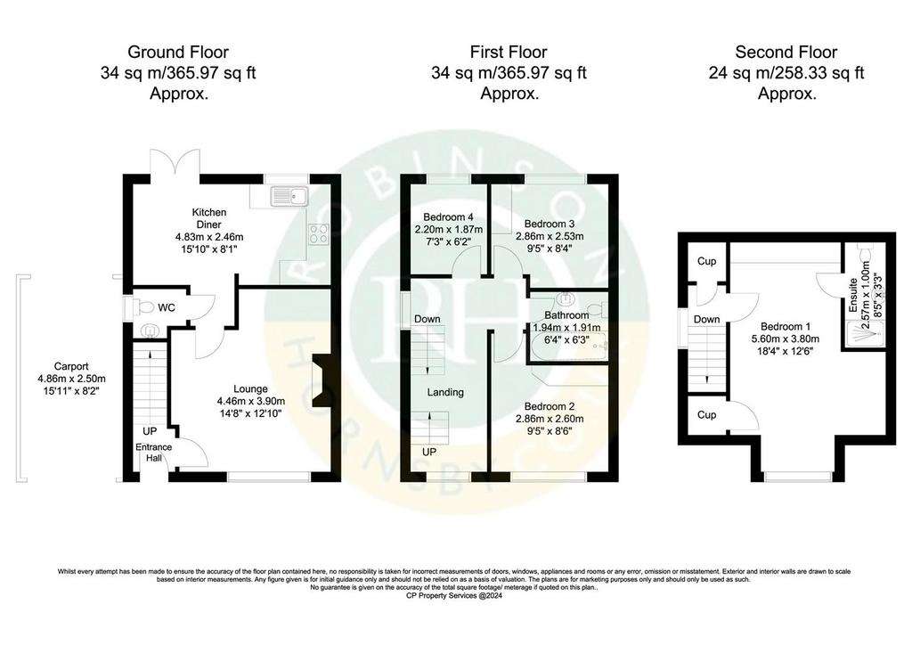 4 bedroom town house for sale - floorplan