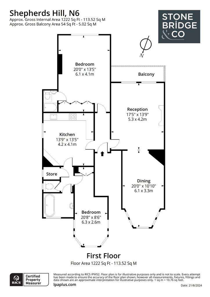 2 bedroom flat to rent - floorplan