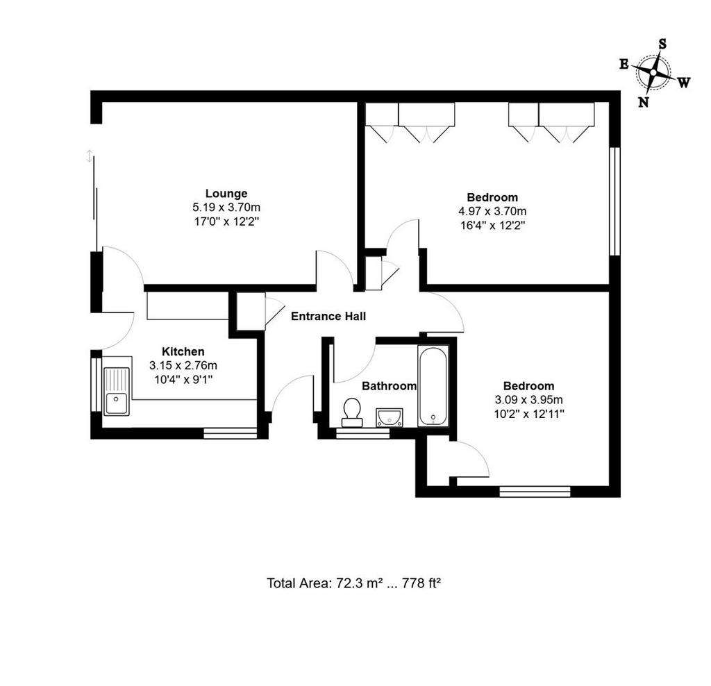 2 bedroom detached bungalow for sale - floorplan