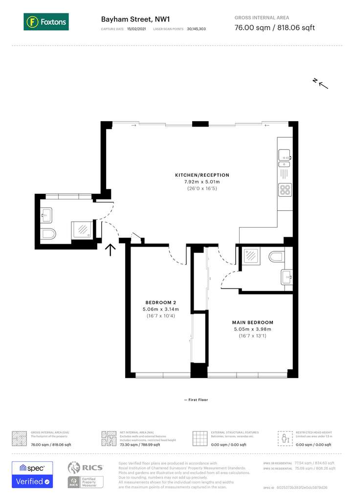 2 bedroom flat to rent - floorplan