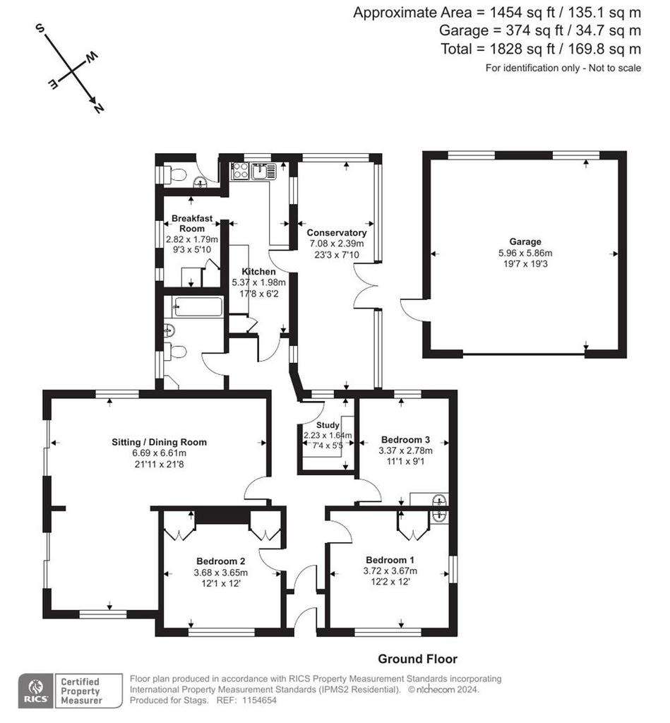 3 bedroom bungalow for sale - floorplan