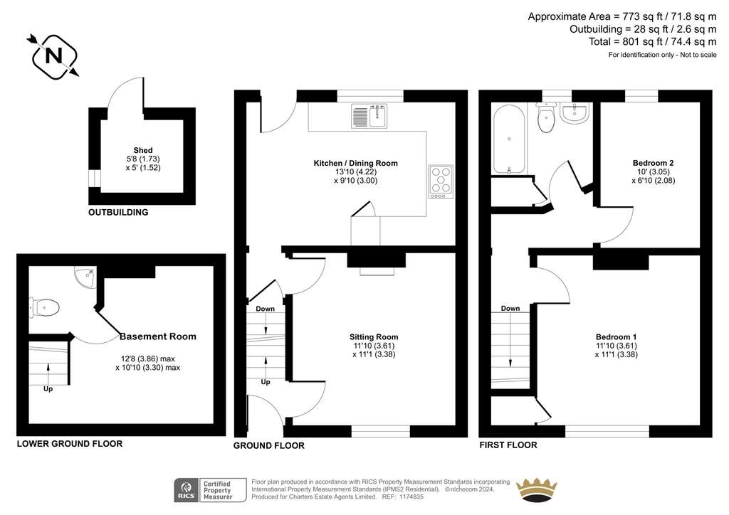 2 bedroom terraced house for sale - floorplan