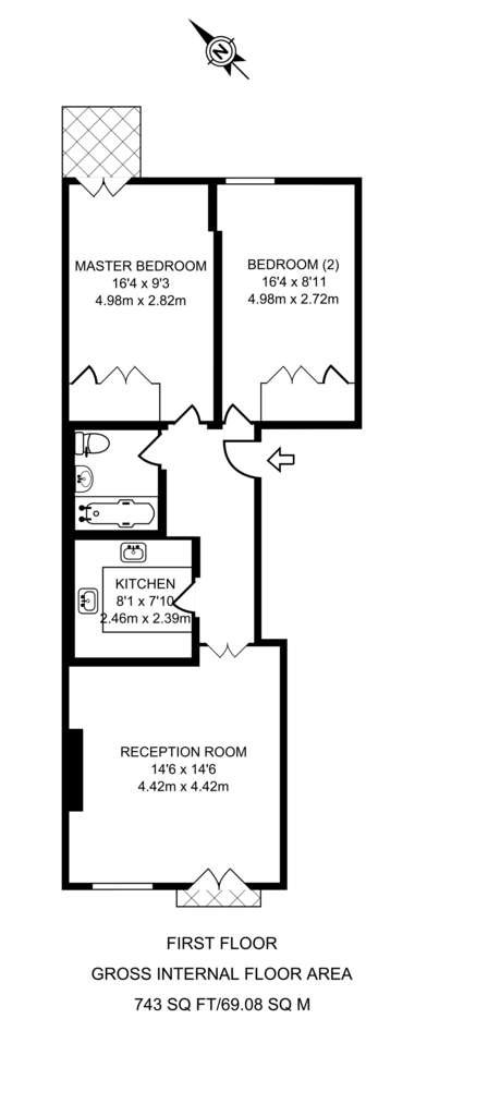 2 bedroom flat to rent - floorplan