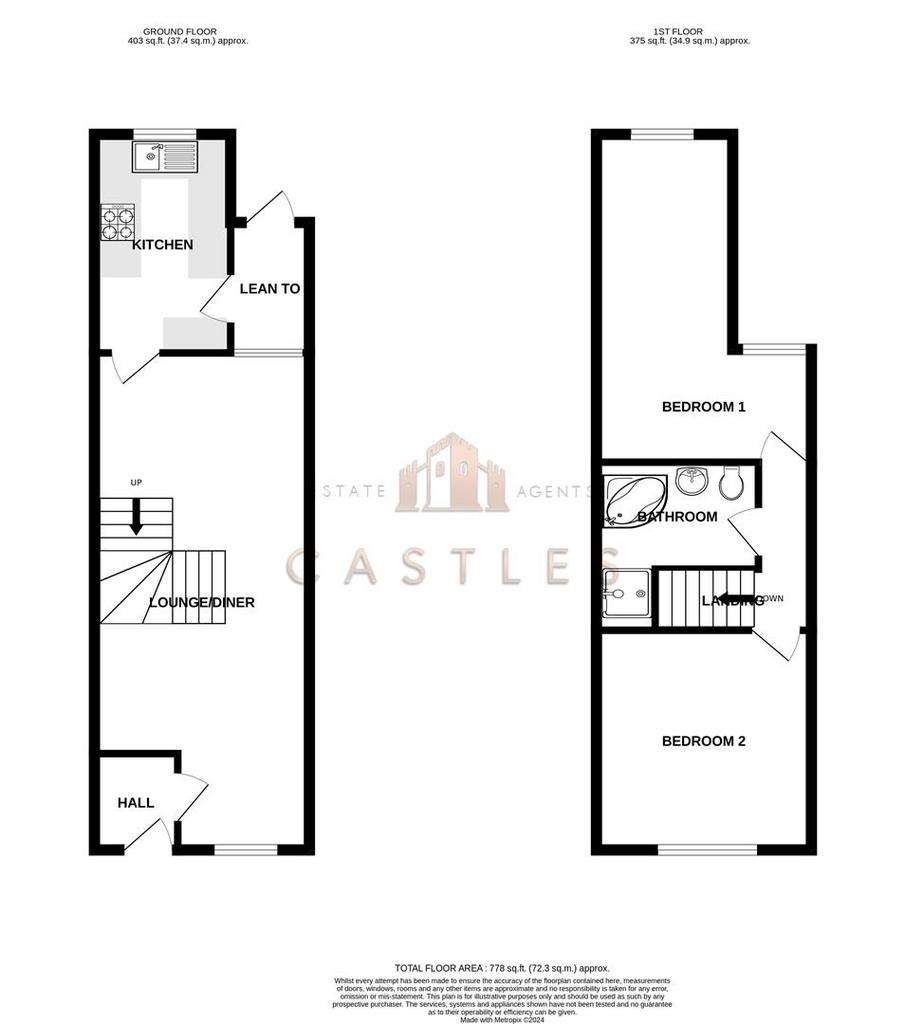 2 bedroom end of terrace house for sale - floorplan