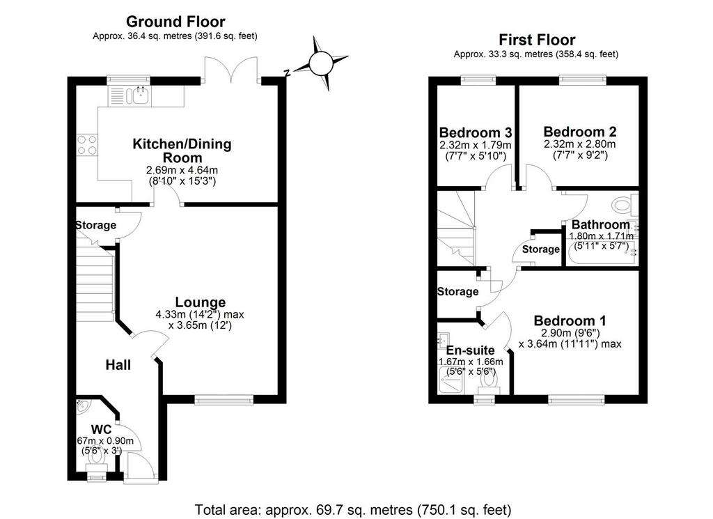 3 bedroom semi-detached house to rent - floorplan