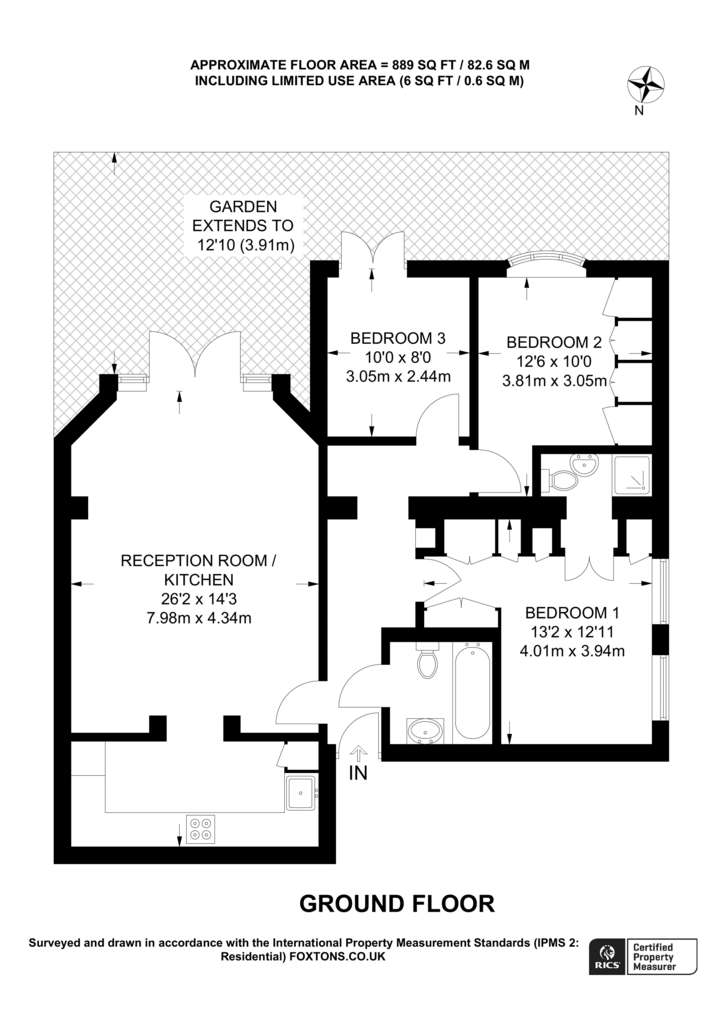 3 bedroom flat to rent - floorplan