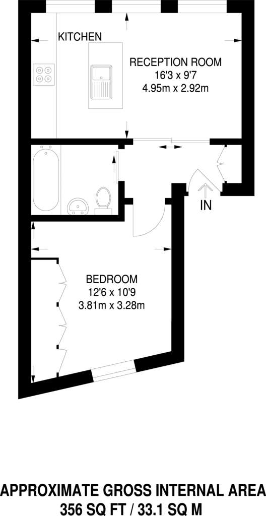 1 bedroom flat to rent - floorplan