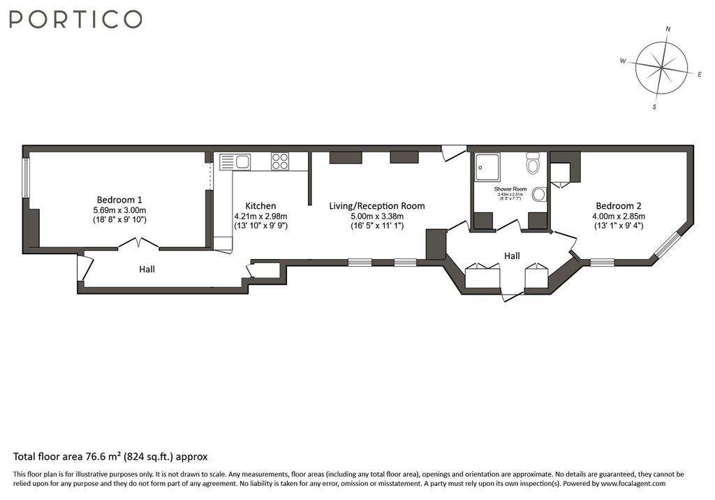 2 bedroom flat to rent - floorplan