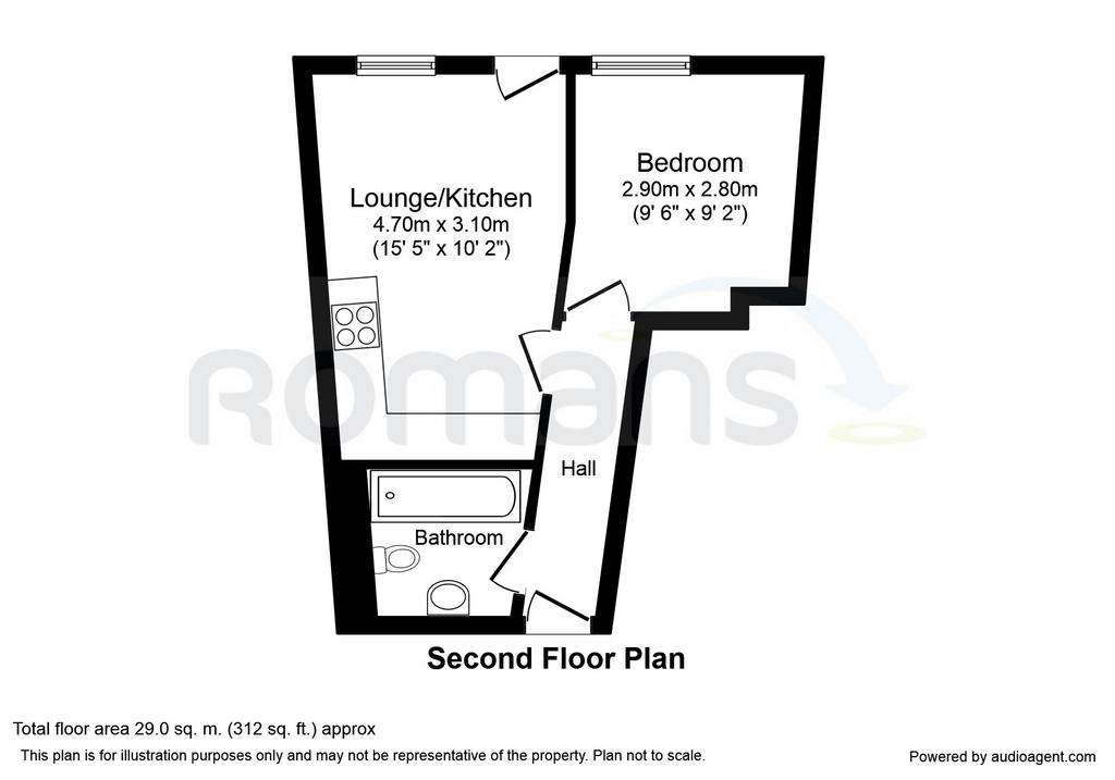 1 bedroom flat to rent - floorplan