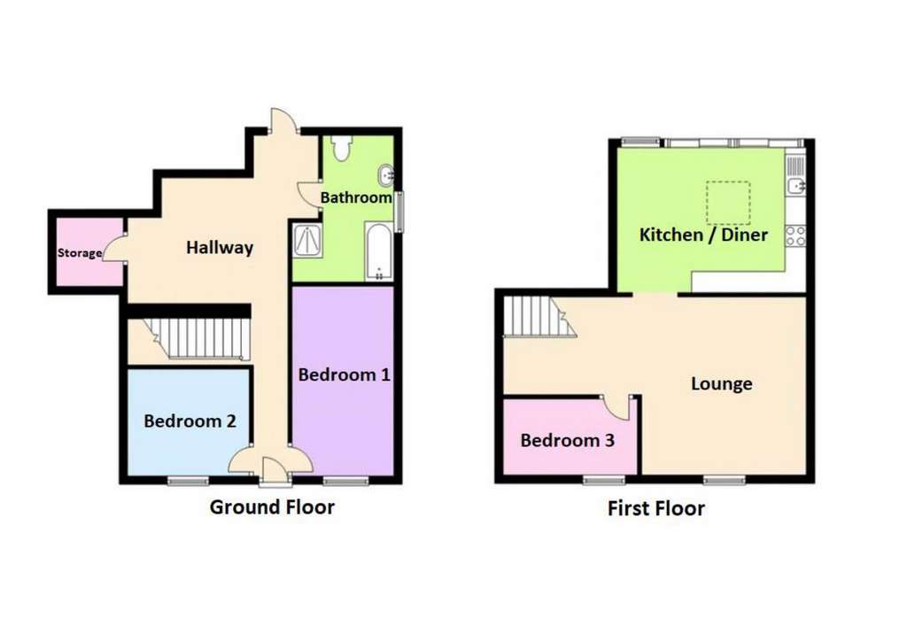 3 bedroom terraced house for sale - floorplan