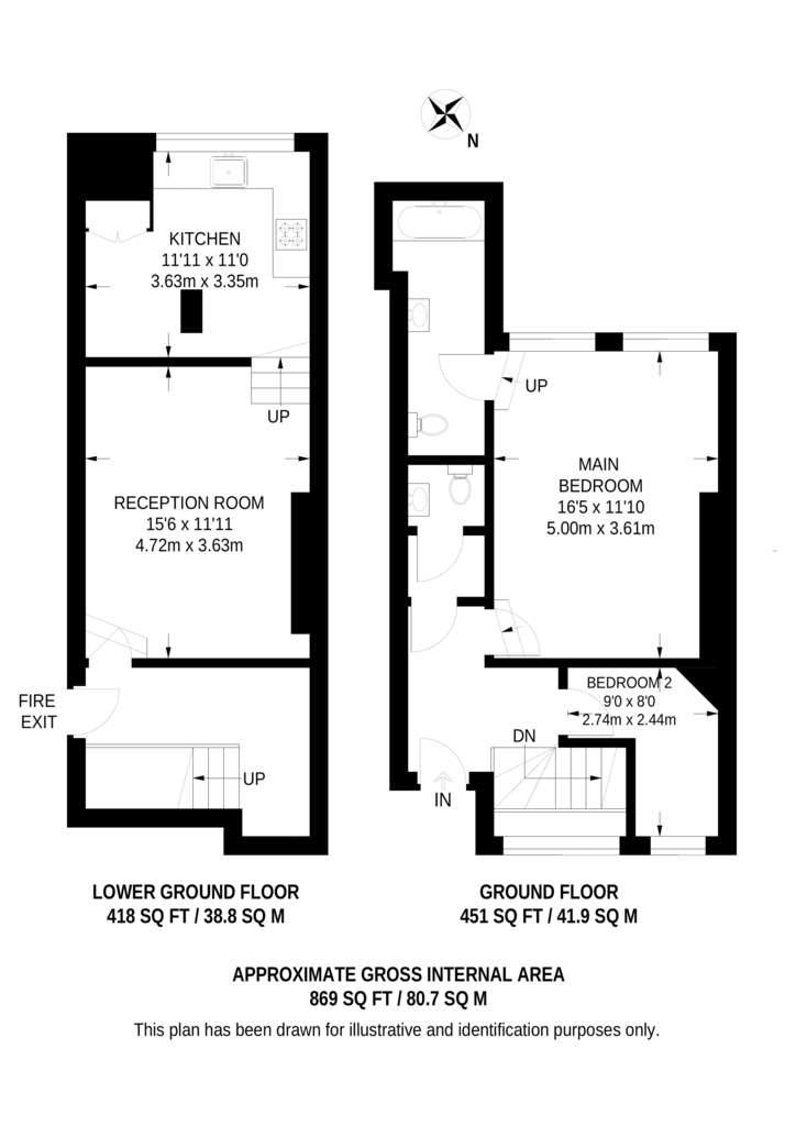 2 bedroom flat to rent - floorplan