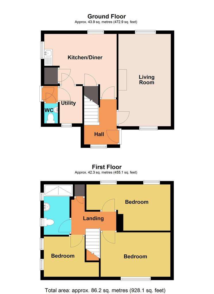 3 bedroom end of terrace house for sale - floorplan