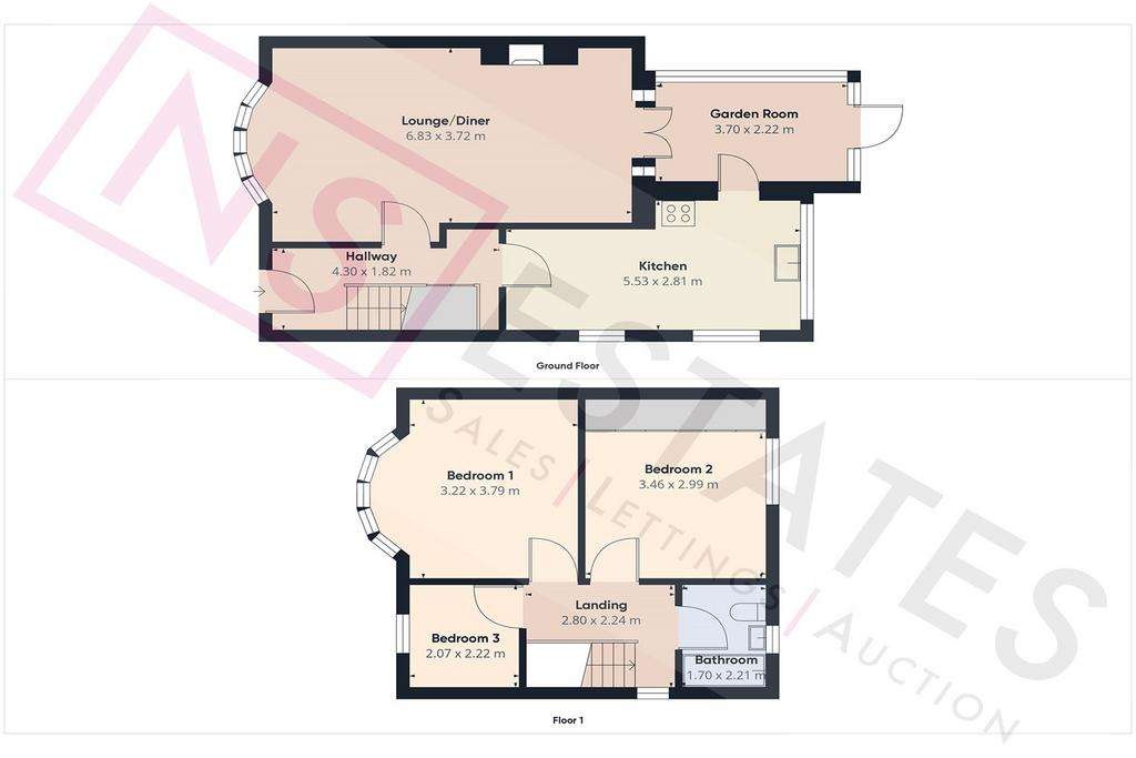 3 bedroom semi-detached house for sale - floorplan