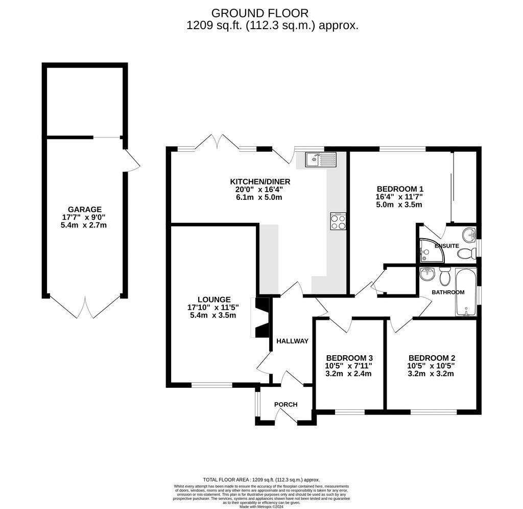 3 bedroom detached bungalow for sale - floorplan