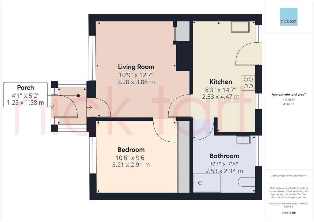 1 bedroom semi-detached bungalow for sale - floorplan