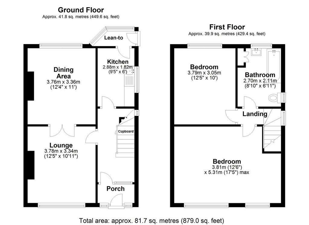 2 bedroom semi-detached house for sale - floorplan