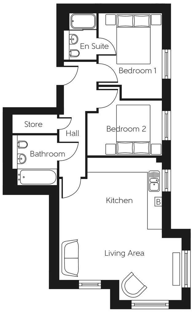 2 bedroom flat for sale - floorplan