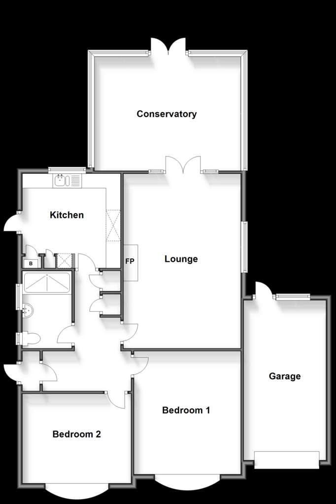 2 bedroom detached bungalow for sale - floorplan