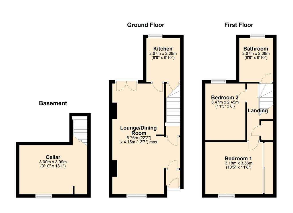 2 bedroom terraced house for sale - floorplan