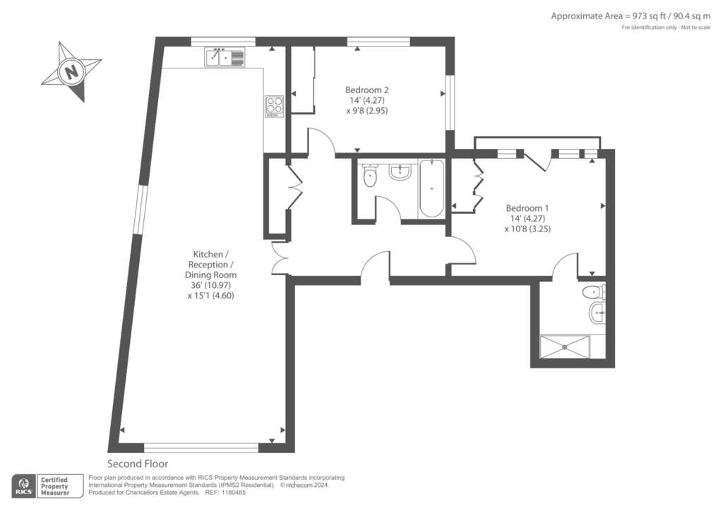 2 bedroom flat to rent - floorplan