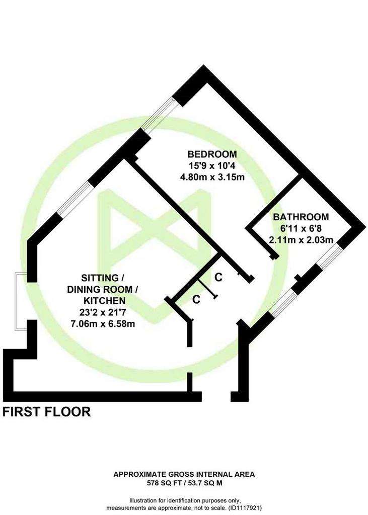 1 bedroom flat for sale - floorplan