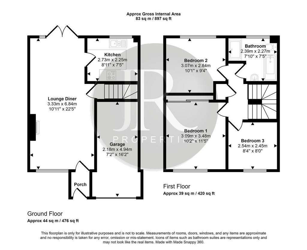 3 bedroom semi-detached house for sale - floorplan