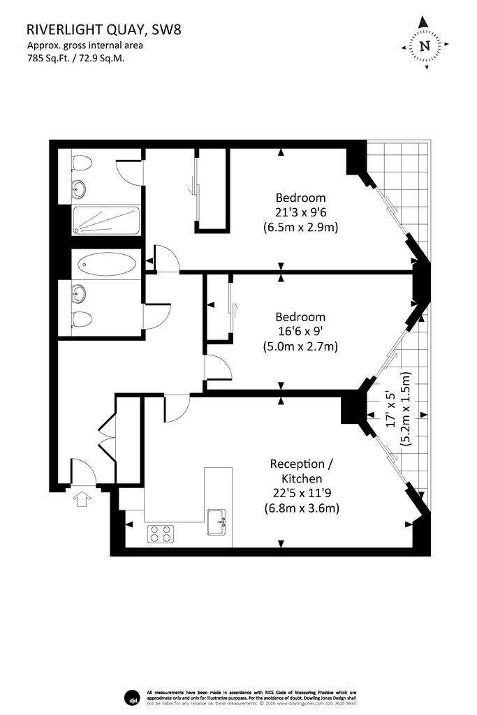 2 bedroom flat to rent - floorplan