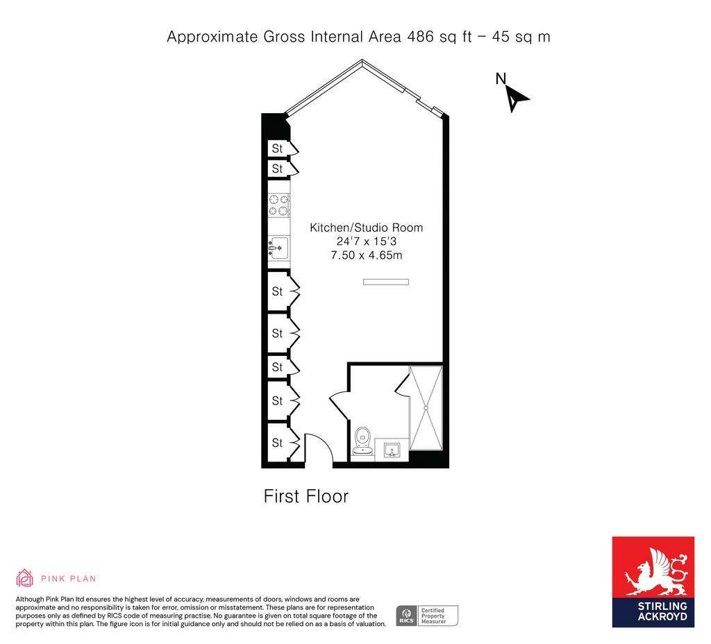 Studio flat to rent - floorplan