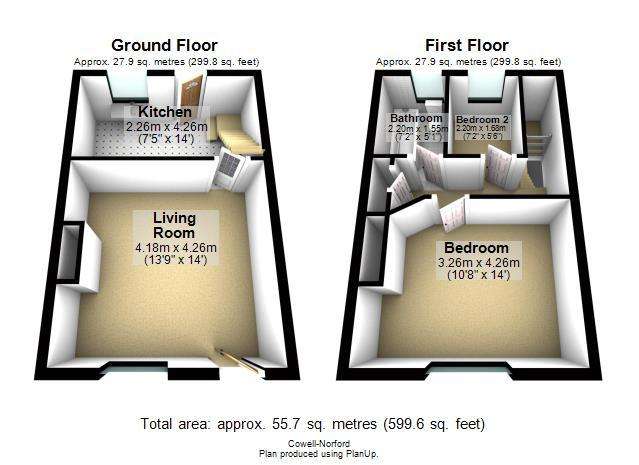 2 bedroom terraced house to rent - floorplan