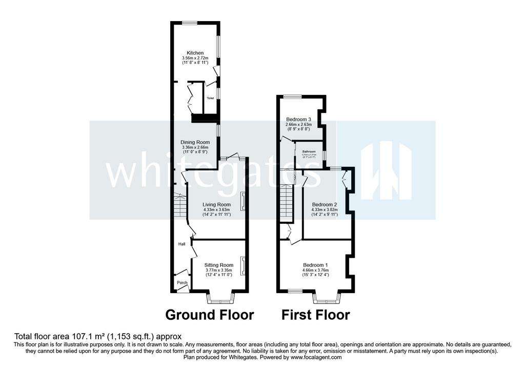 3 bedroom terraced house for sale - floorplan