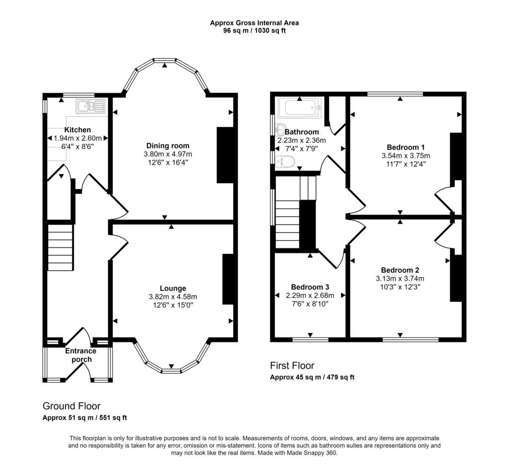 3 bedroom semi-detached house for sale - floorplan