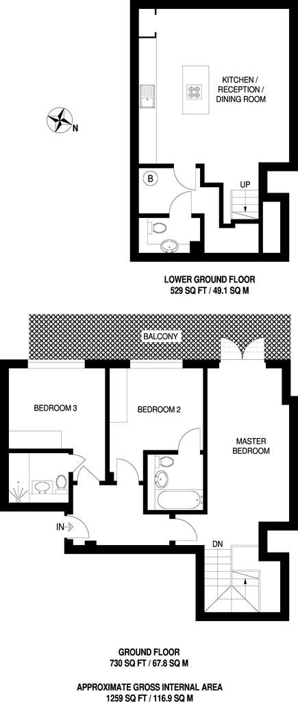 2 bedroom flat to rent - floorplan