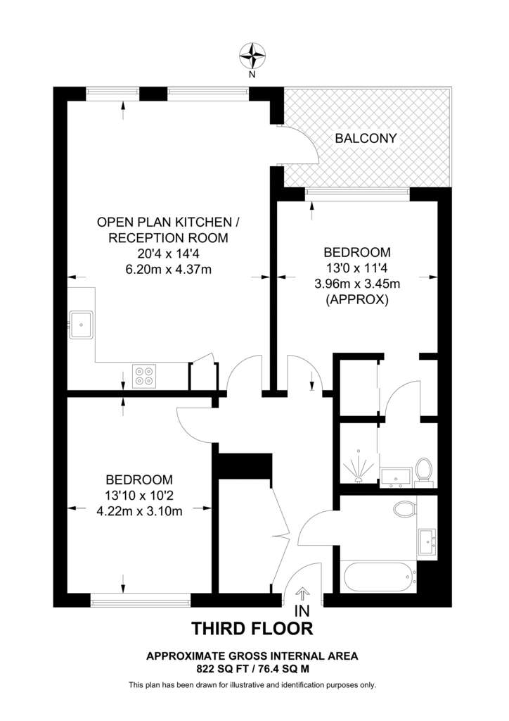 2 bedroom flat to rent - floorplan