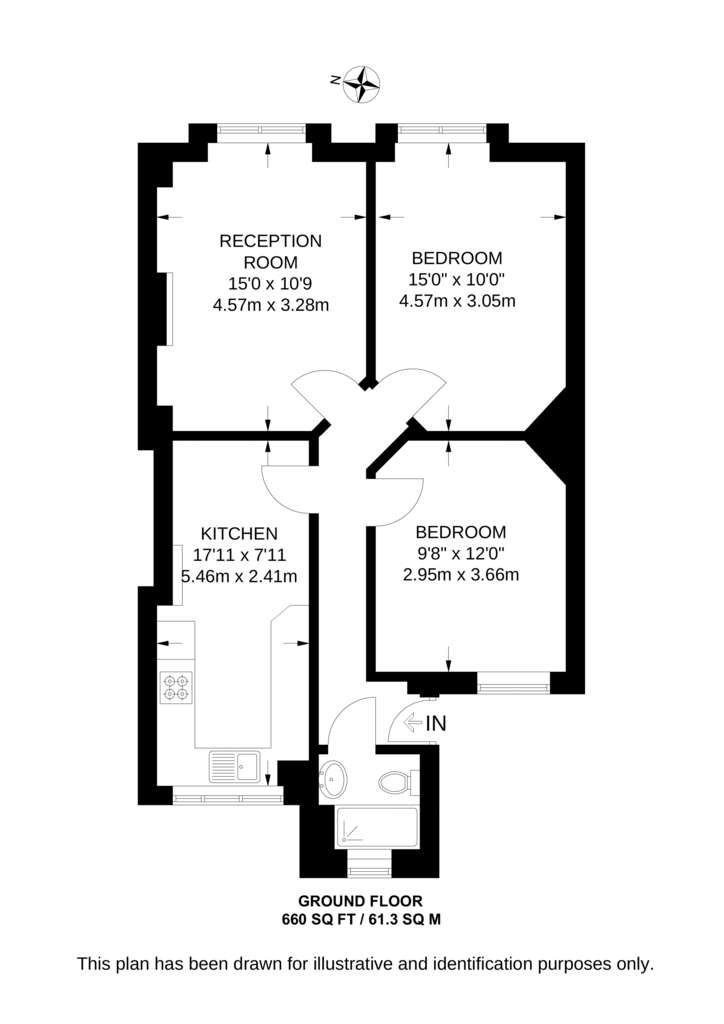 2 bedroom flat to rent - floorplan