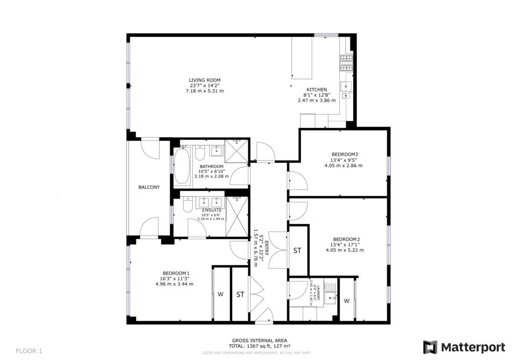 3 bedroom flat for sale - floorplan