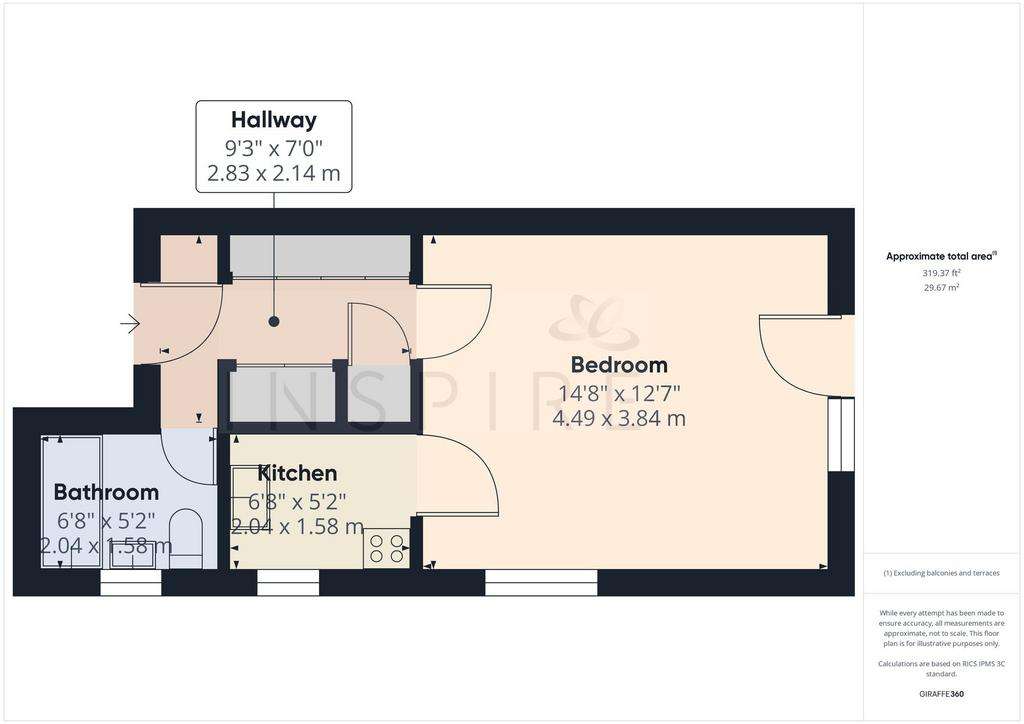 Studio flat to rent - floorplan