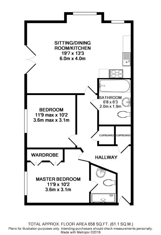 2 bedroom flat to rent - floorplan