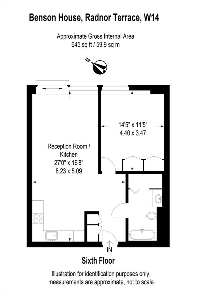 1 bedroom flat to rent - floorplan