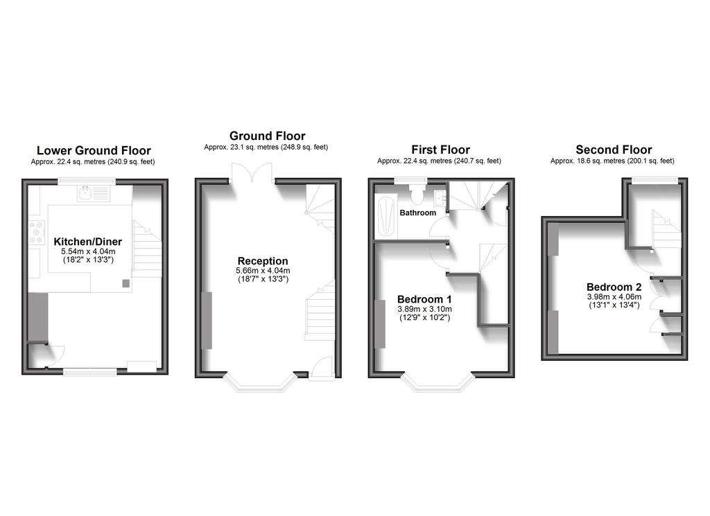 2 bedroom town house to rent - floorplan