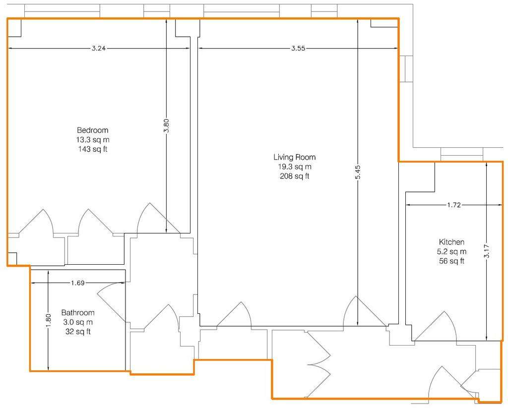 1 bedroom flat to rent - floorplan