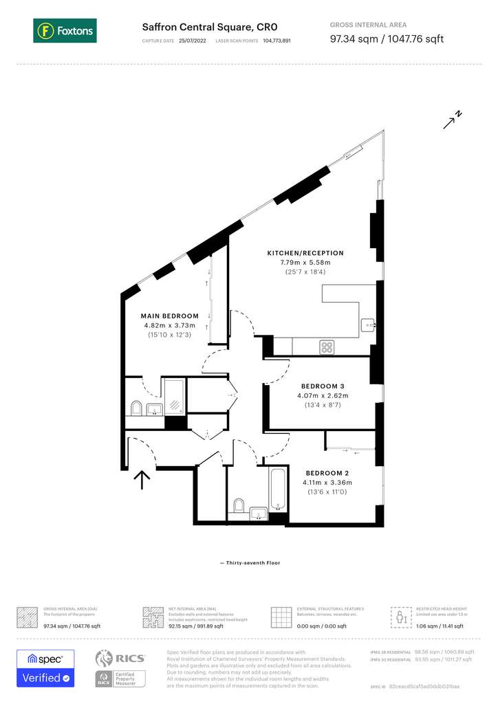 3 bedroom flat to rent - floorplan