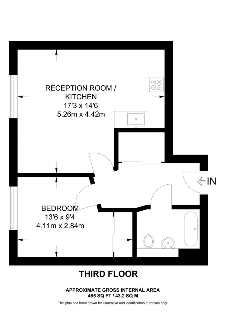 1 bedroom flat to rent - floorplan