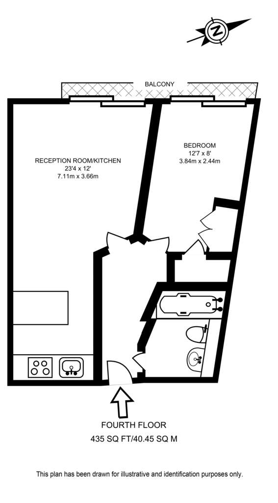 1 bedroom flat to rent - floorplan