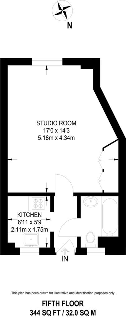 Studio flat to rent - floorplan