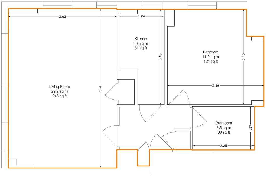 1 bedroom flat to rent - floorplan