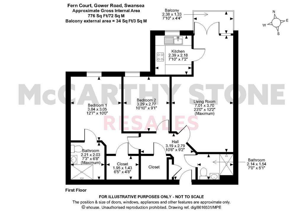 2 bedroom flat for sale - floorplan