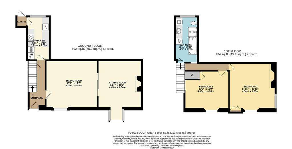 2 bedroom house for sale - floorplan